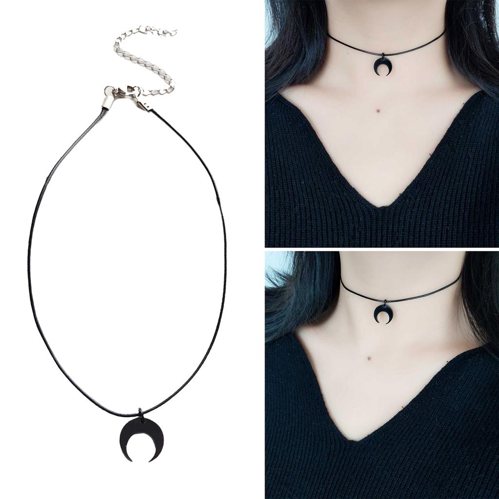 Elegant Black Crescents Moon Necklace Symbolizing Inner Strength And Endless Possibilities for Fashionable Women