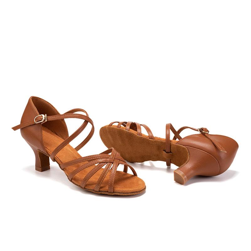 Leder Mittelhoch Absatz Latein Tanzschuhe für Damen Weiche Wildledersohle Tango Walzer Cha Cha Ball Party Tanzschuhe 5,5cm Mittelhoher Absatz