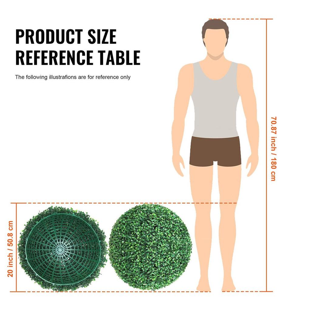 Artificial Topiaries Boxwood Trees, 20” Tall (2 Pieces), Ball-Shape Faux Topiaries Plant, All-year Green Feaux Plant Decorative Balls for Backyard,