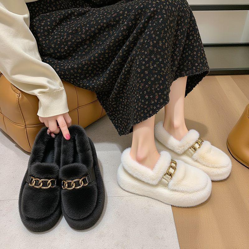 Women's lightweight comfortable thick sole cold warm padded snow boots non-slip wear-resistant outdoor sports hairy Lefebvre cotton shoes