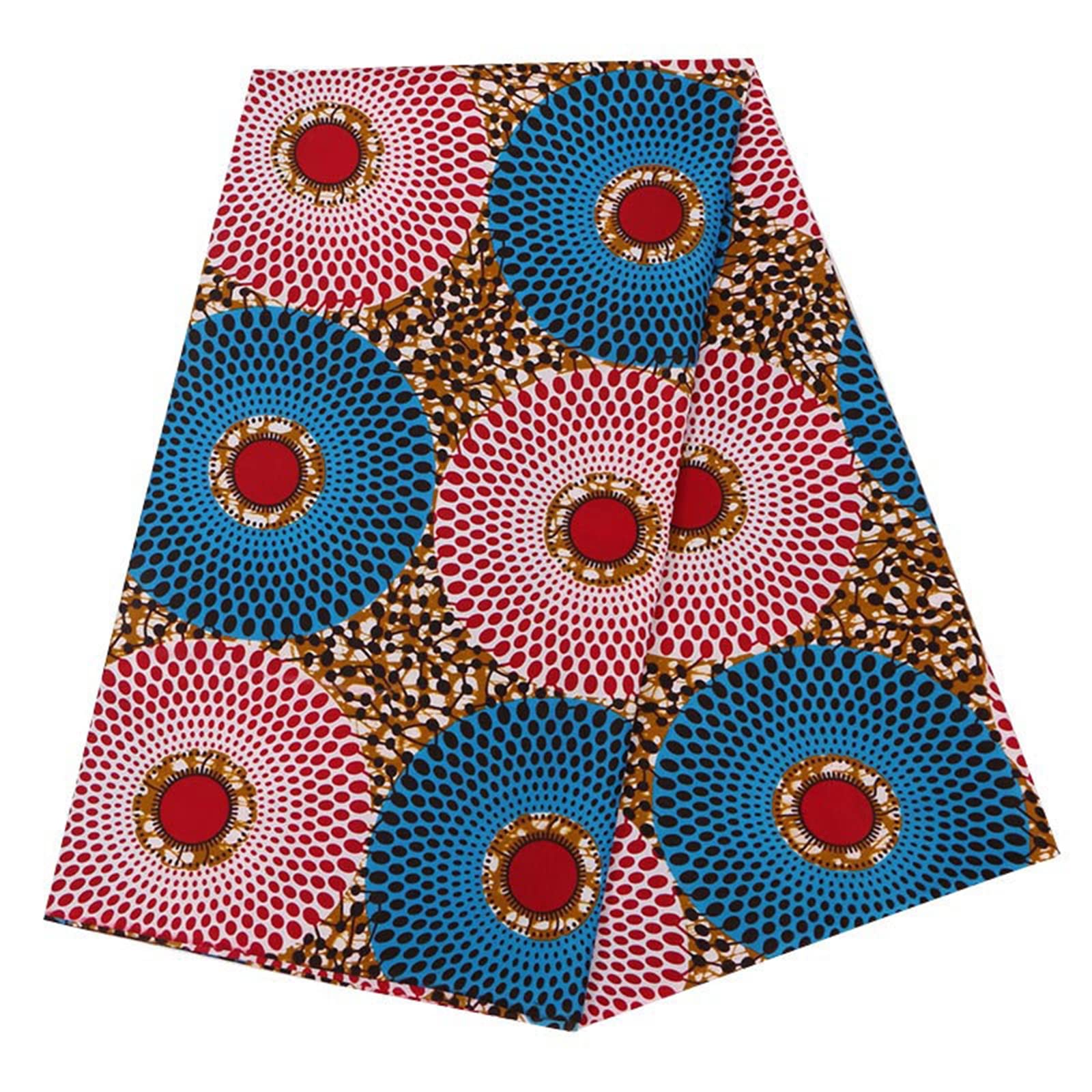 

KINOKINO African African African Circular 6 Fabric, Print, Fabric, Circle, Round, (Blue, Red, Yards)