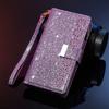 Applicable to Samsung S26 mobile phone leather case A57 star laser engraving multi-card zipper wallet protective case A55 glitter case