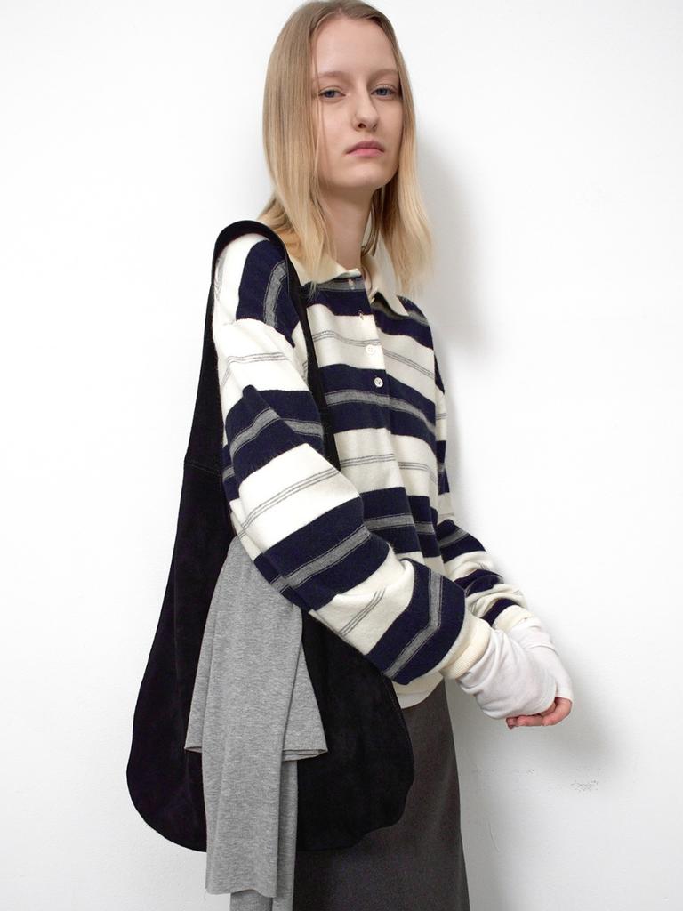 ATELIER NAIN Loose Fit Striped Polo Knit(T-7150)
