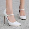 Patent 12cm High Heels Pumps Shoes Woman Large Size 46 Black Red Nude White Thin Heeled Spring Party Wedding Office Shoes Ladies
