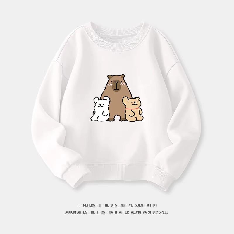 Cartoon Capybara Round Neck Sweatshirt for Boys and Girls - Spring/Autumn Long-Sleeve Shirt