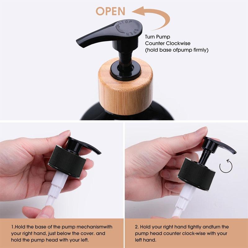 Dishwashing Soap Dispenser with Plastic Pump, Reusable Liquid Soap Shampoo Shower Gel Bottle Pressure Bathroom Decoration 500ml