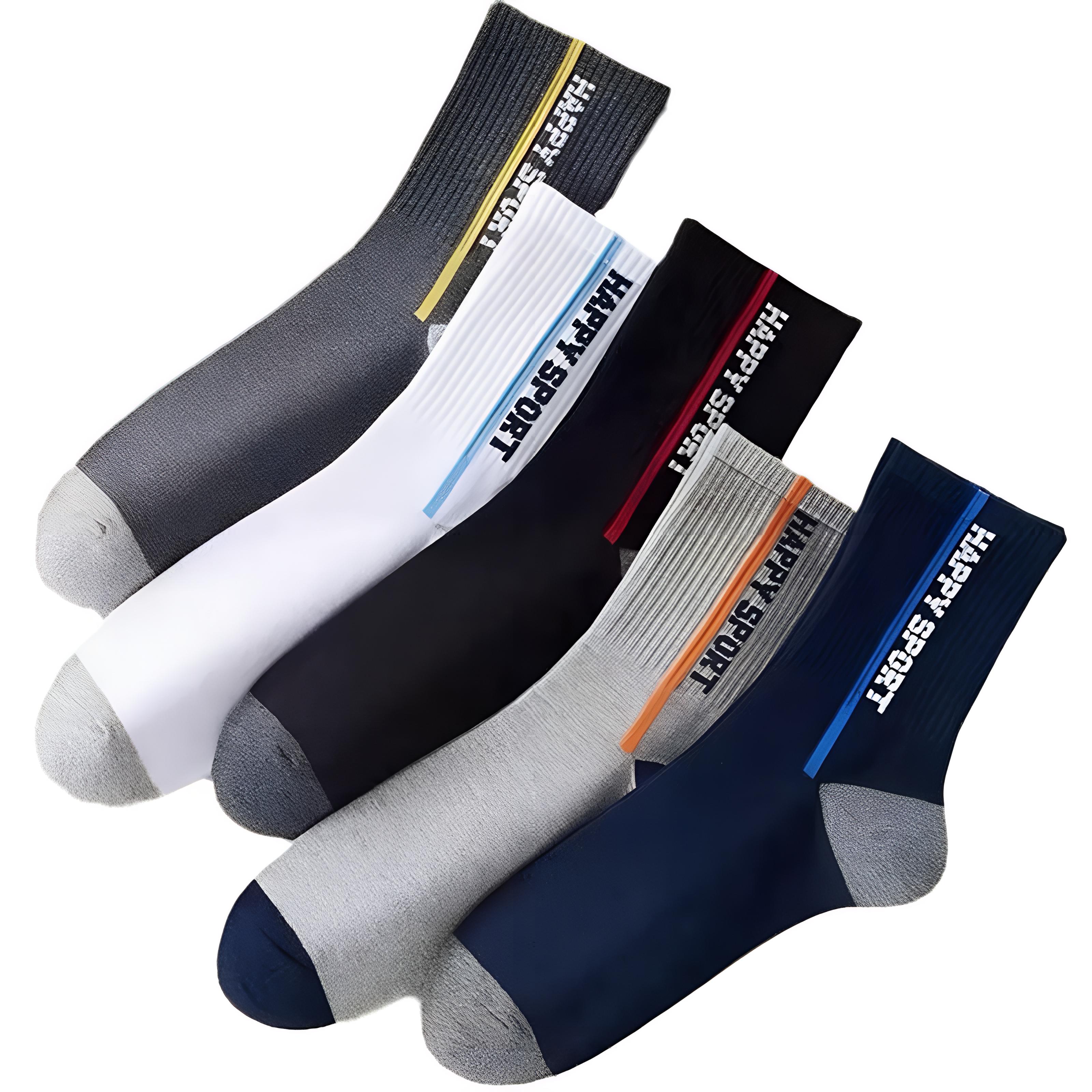 

2 пары/5 пар мужских носков средней длины, спортивные носки на все времена года, впитывающие пот, дышащие, модные носки 5 Pairs разноцветный