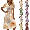 Women's Casual Fashion Floral Print Short-Sleeve V-Neck Dress