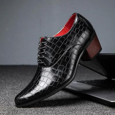 ModaLuksus Wysoki Obcas Męskie Klasyczne Czarne Buty Wizytowe dla Mężczyzn Ślub Formalne Buty Mężczyzna Męskie Oksford Skóra Buty Społeczne
