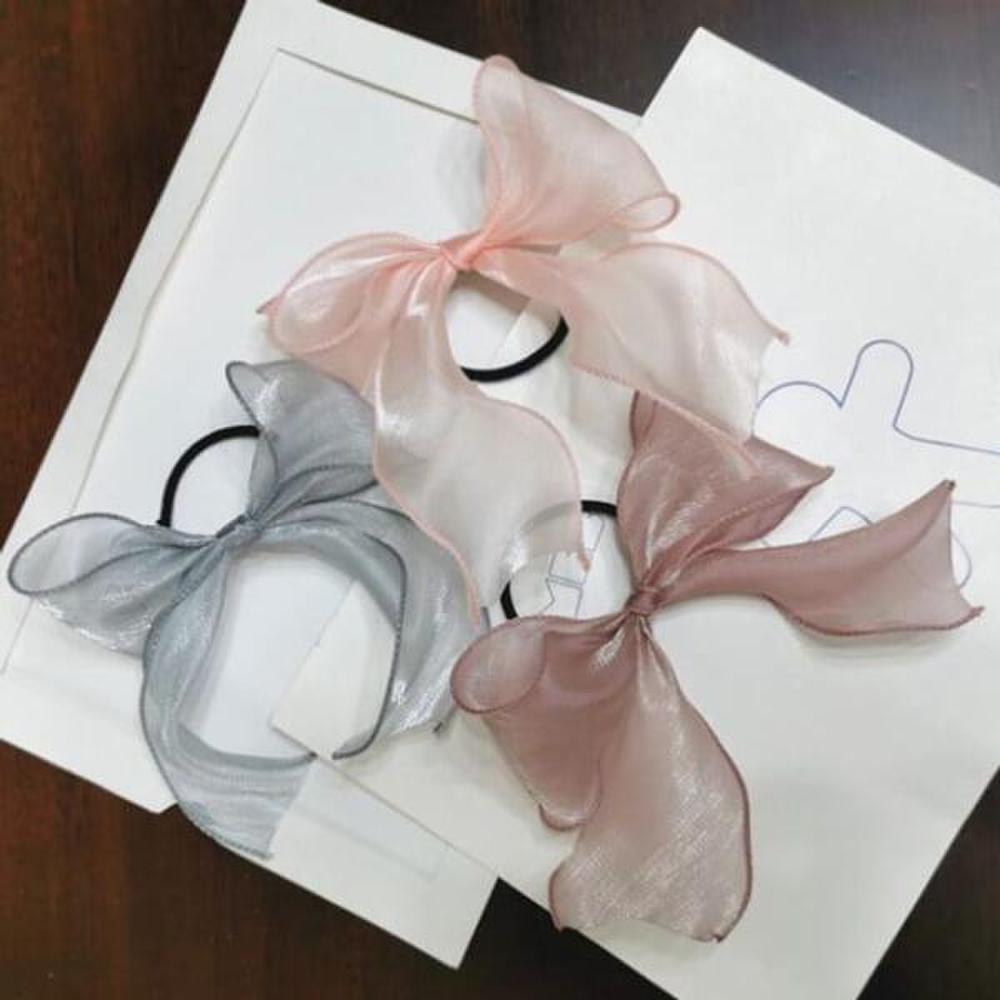 

Poom/ Chiffon see-through ribbon hair tie True pink