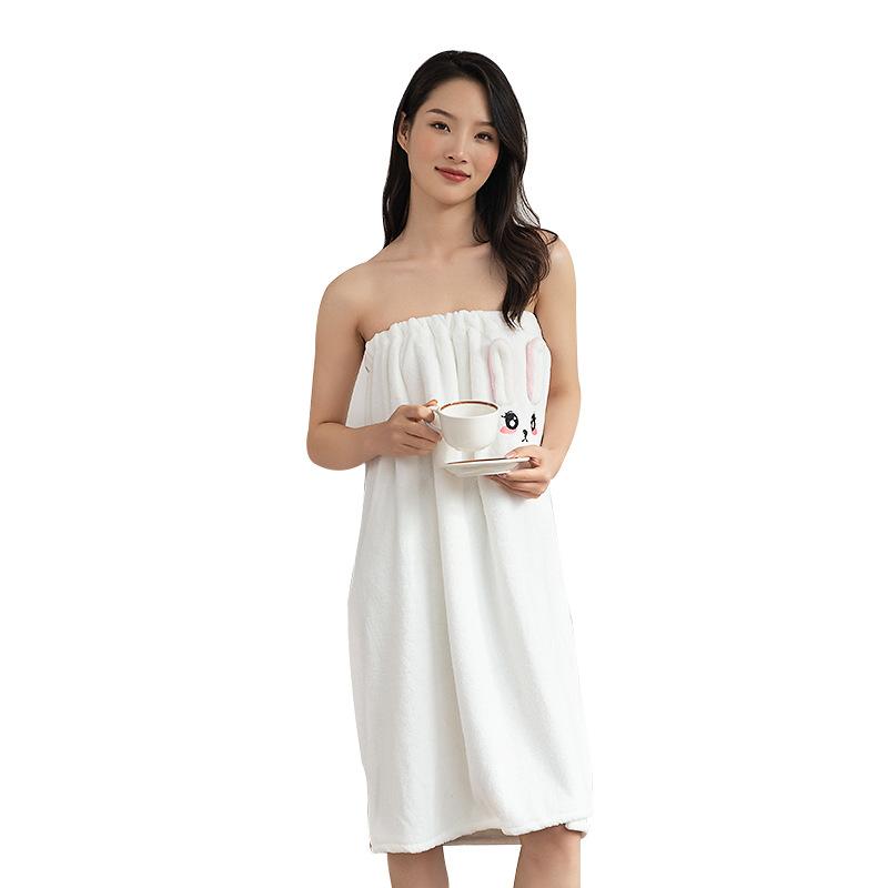 Girls' multi-color cute rabbit bath dresses, super absorbent and quick-drying bath towels on Douyin with magic stickers