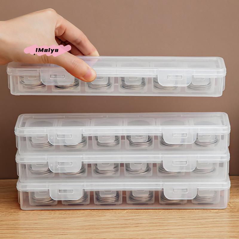 Clear Rectangular Plastic Coin Storage Case Capsules Container Holder Bins for Organizing And Storing Coins