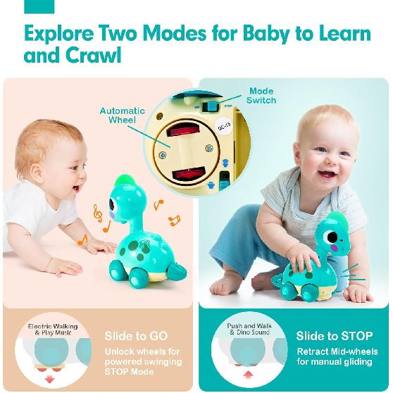 CubicFun Baby Toys 12-18 Months - Touch & Go Musical Light Tummy Time Infant Baby Crawling Toys 12 Months, Toddler Travel Toy for 1 Year Old Boy