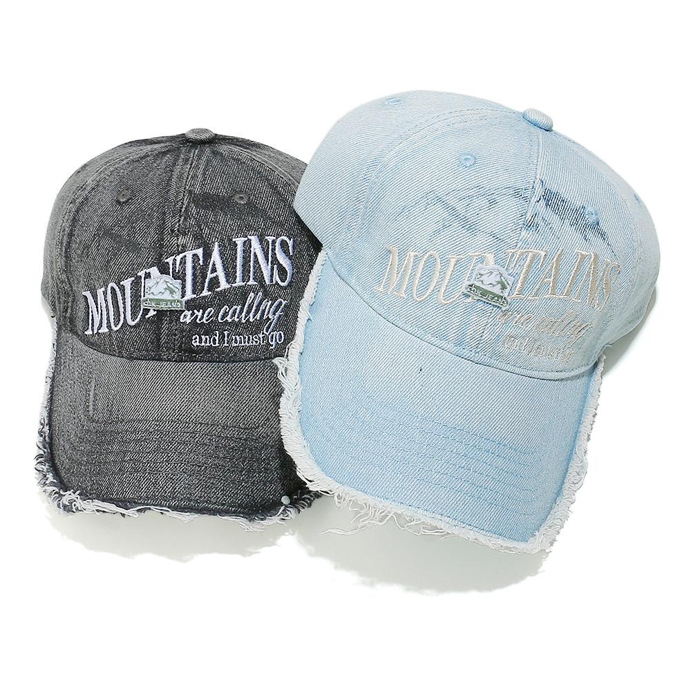 Xiyin Temu European and American sun hat mountain peak letter trend cap women's washed denim baseball cap outdoor