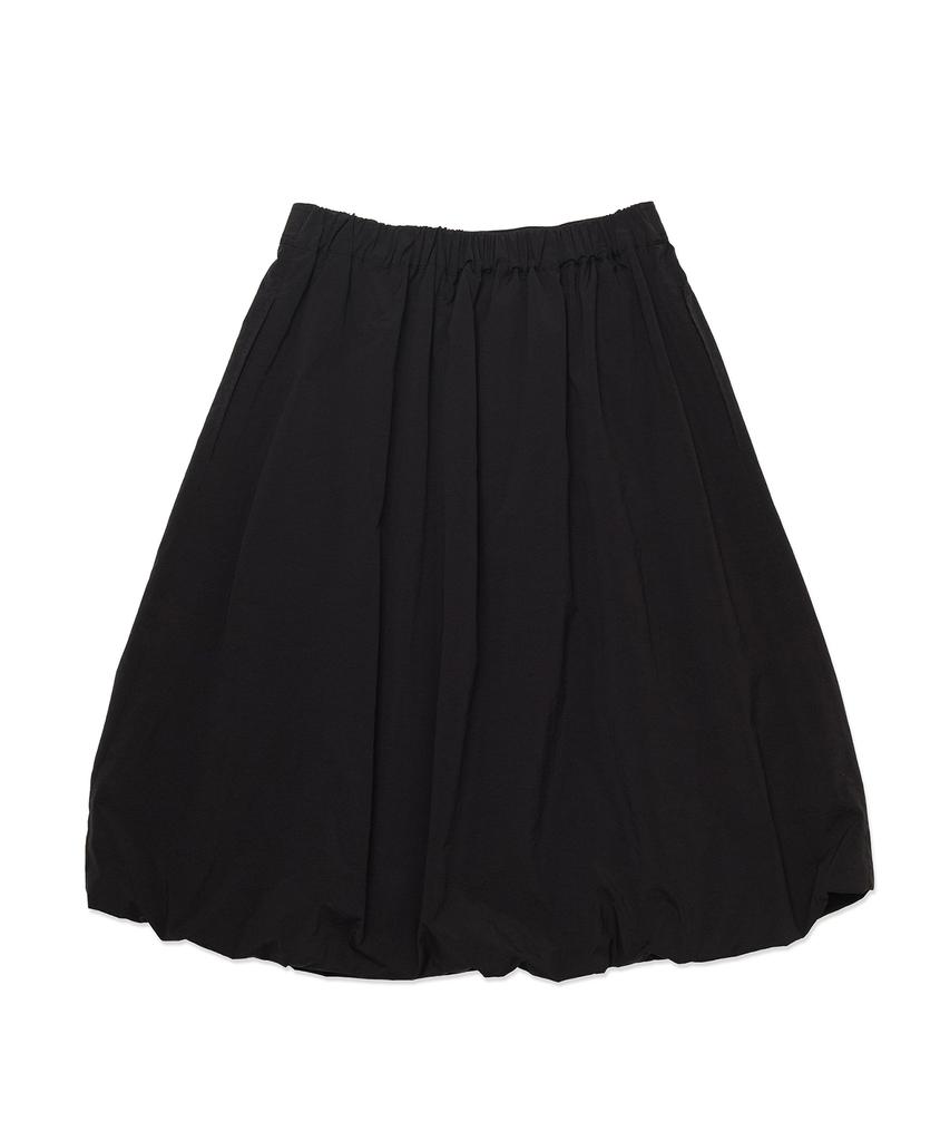 Cotton Bell Shirred Balloon Skirt - Black