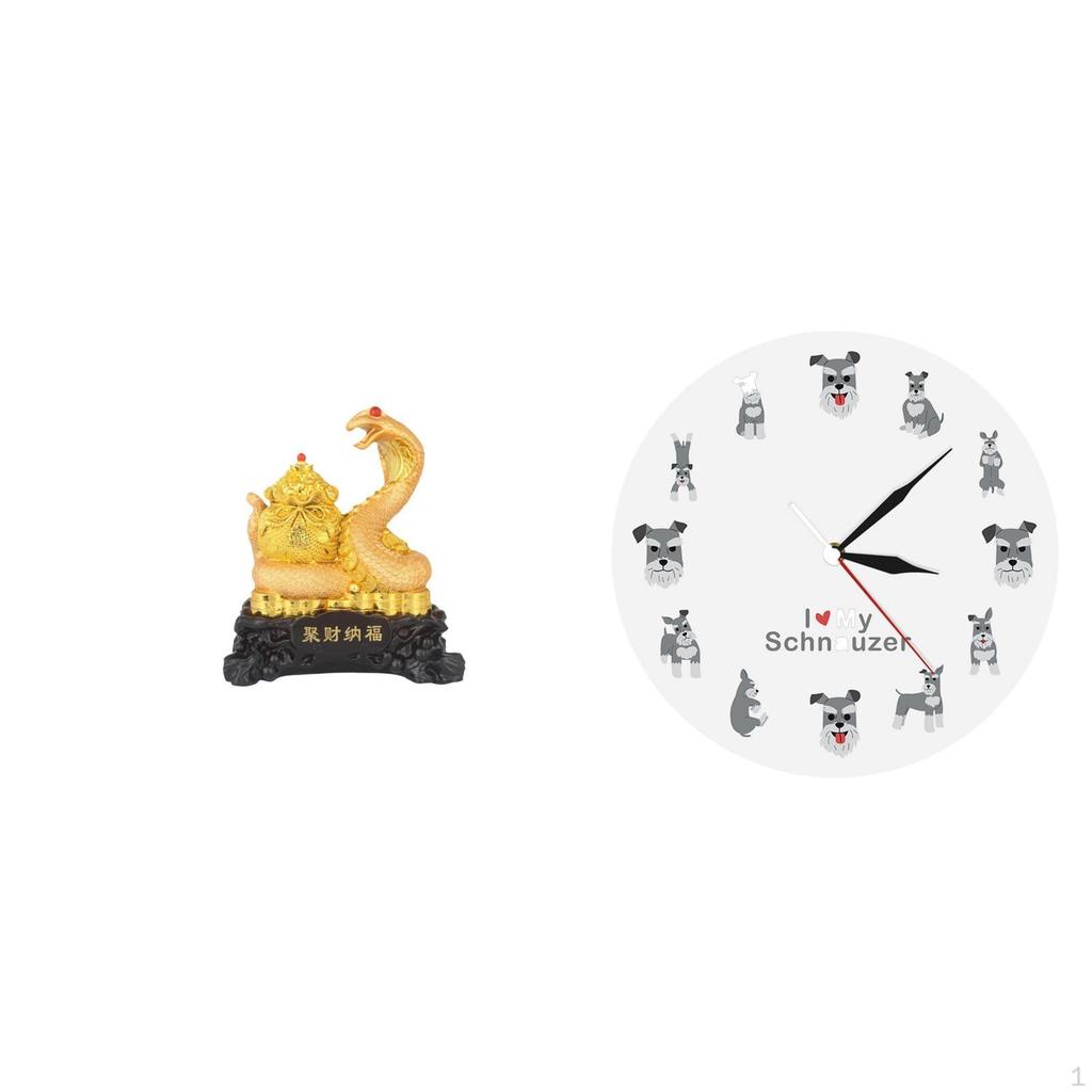 Sculpture Animal Statue Cornucopia Collectible Art Crafts Wall Clock Hanging Round Analog