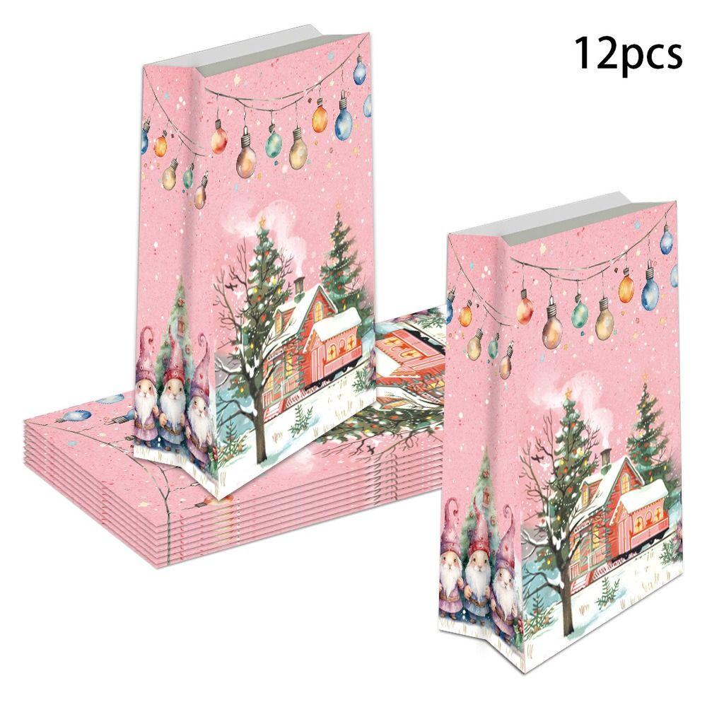 Santa Claus Christmas Candy Gift Box Snowflake Christmas Paper Packaging Bag  Carrying Case