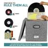 A25F-For 100+ Single Records Organizer 13 Inch Vinyl Record Storage Boxes With Lids And Handles, LP Record Box 2Pcs