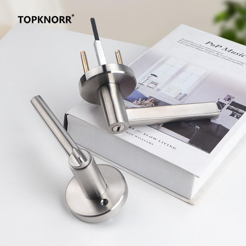 304 Stainless Steel Three-pole Handle Lock Single Tongue Bathroom Interior Door Lock Aisle Fire Door Door Lock With Key