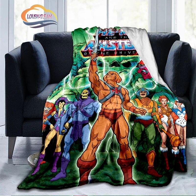 Cartoon Masters of The Universe Fashion Cashmere Blanket 3D Printed He-Man Flanela Pluszowa Miękka Wygodna Domowa