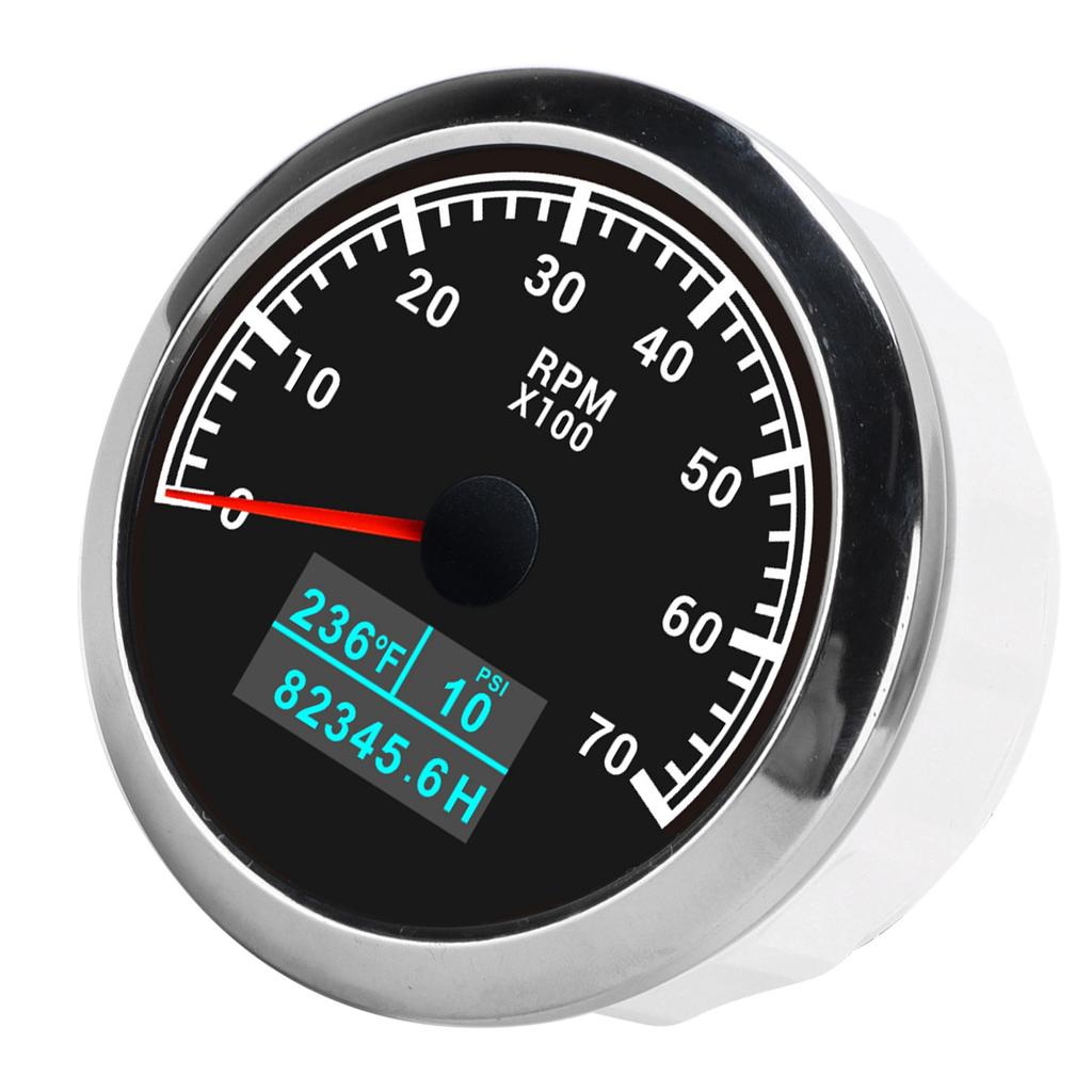 RPM Tachometer Gauge 3 In 1 Multifunctional Marine Accessory for Automobile Boats 9?32V DCBlack