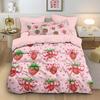 3pcs Pink Strawberry Printed Coreless Duvet Cover Set Multiple Sizes Soft And Comfortable Bedding Decoration, Machine Washable