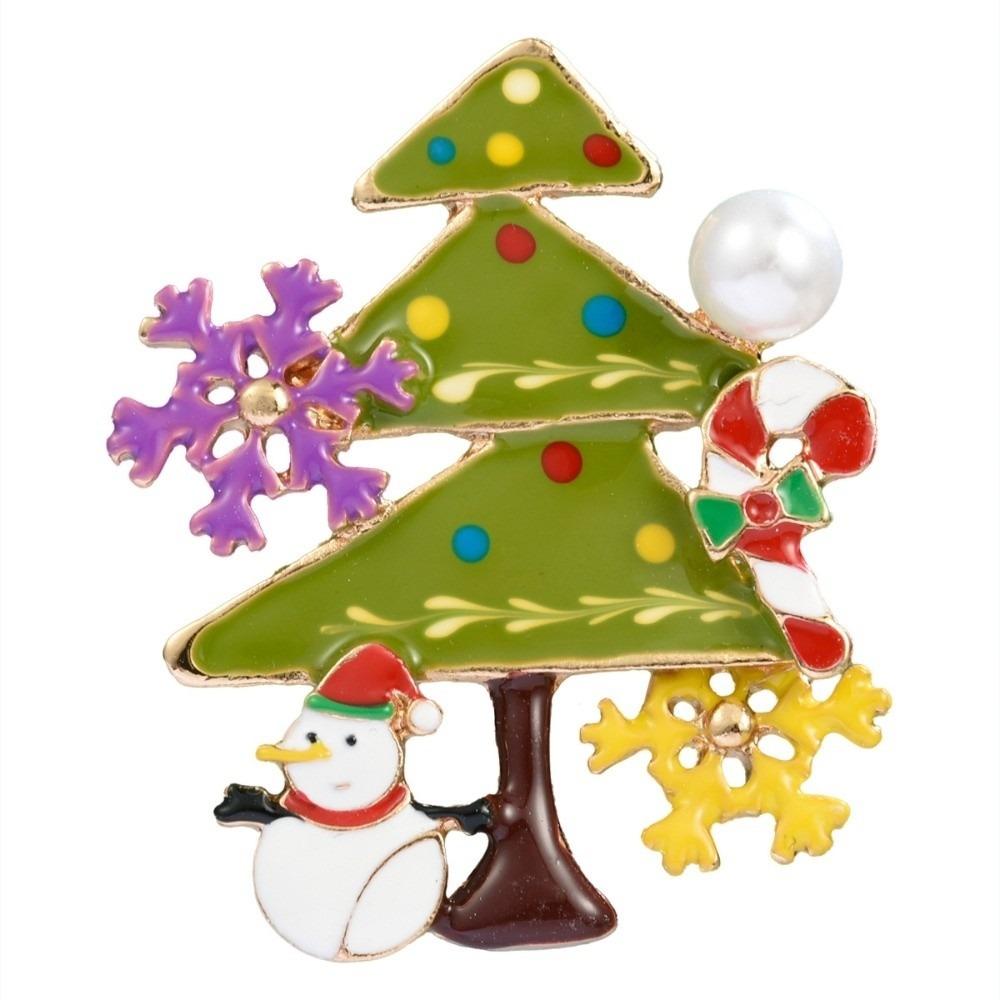 Zinc Zinc Alloy Christmas Tree Brooch Shiny Xmas Holiday Jewelry Festive Lapel Pin Xmas Gifts