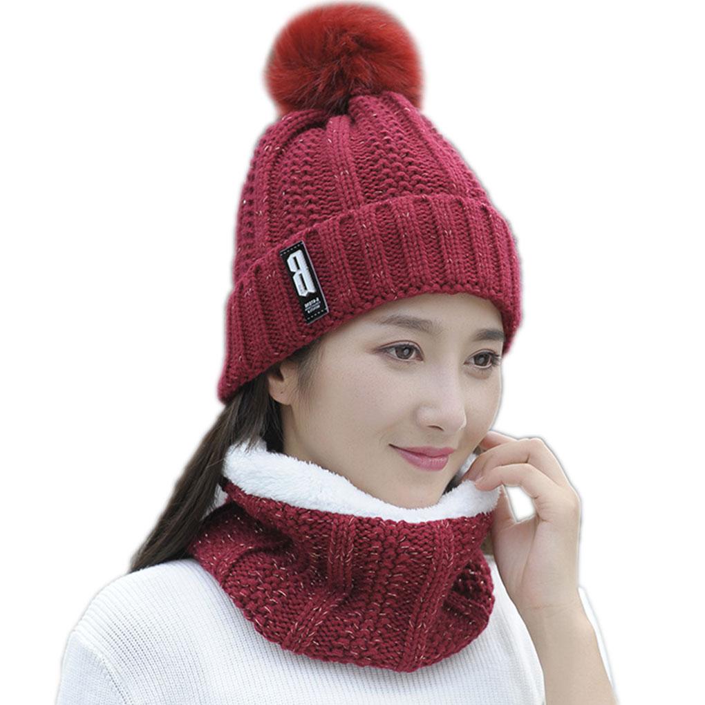 Women Braided Hat Kit Girl Warm Cap Scarf Set Crochet Skull Supplies Granny Winter Accessory