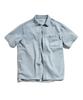 MINIMALPROJECT Symbol Embroidered One-Pocket Oversized Short Sleeve Denim Shirt Mls239 [Lightblue]