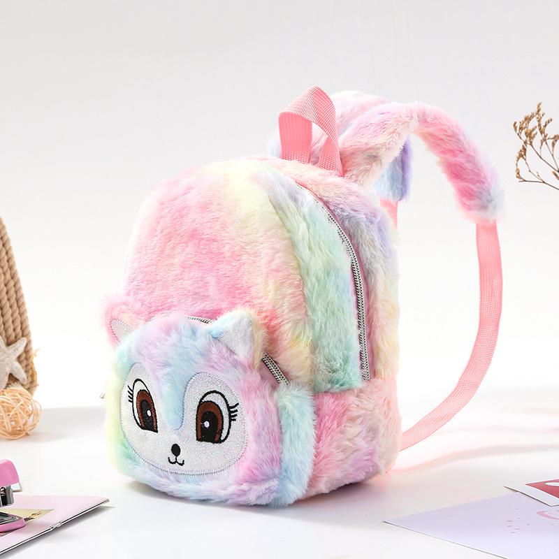 Adorable Cartoon Unicorn Fox Plush Backpack for Girls