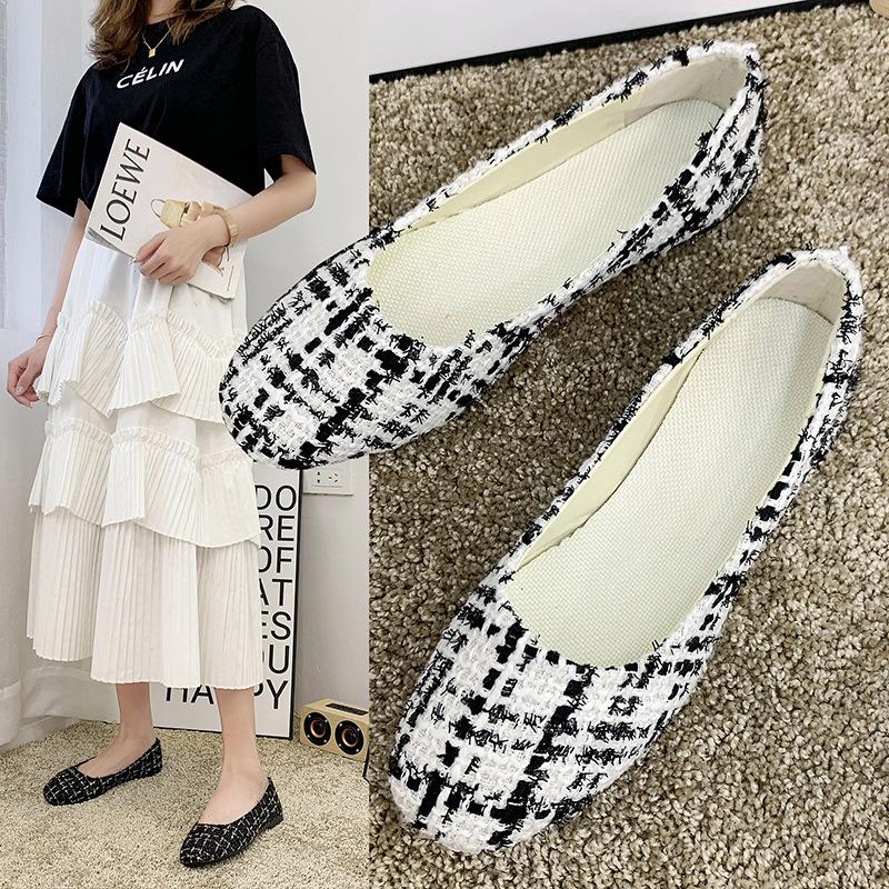 Damen Mädchen Einfarbig Große Größe Slip On Flache Flache Komfort Casual Plaid Einzelschuhe