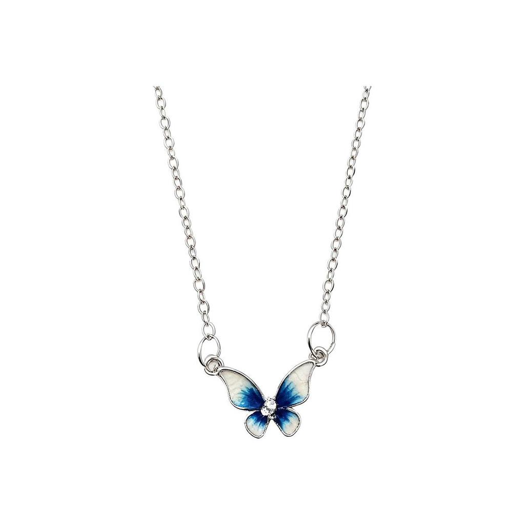 Zhuang Zhou Dream Butterfly Gradient Butterfly Necklace Small Temperament Blue Butterfly Temperament Versatile Sweater