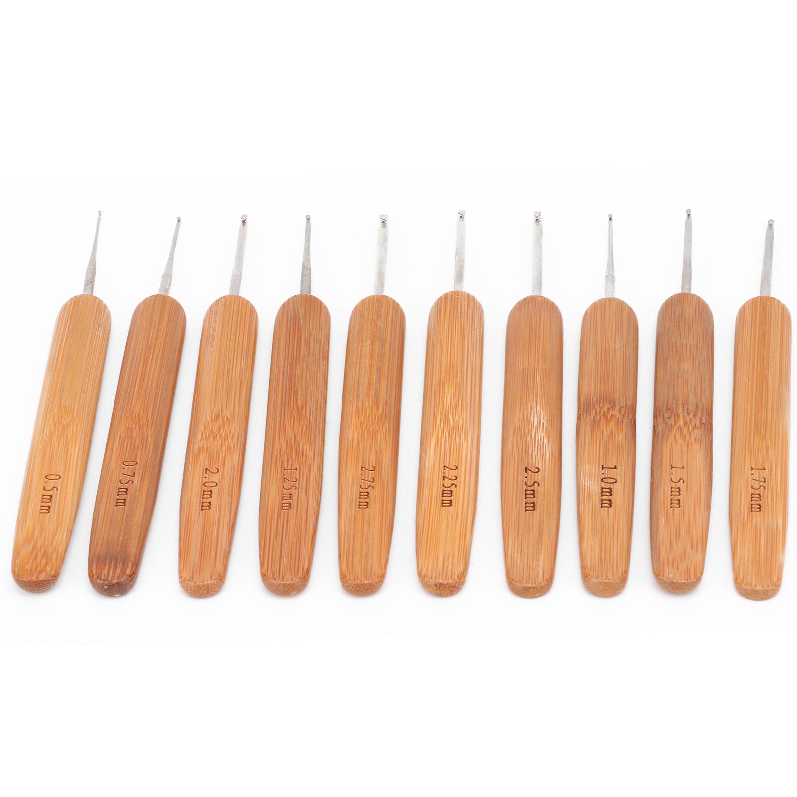 

10 шт. Крючки для вязания Крючок Углеродизированная бамбуковая ручка Железная спица для вязания Вязальная игла для вязания одежды