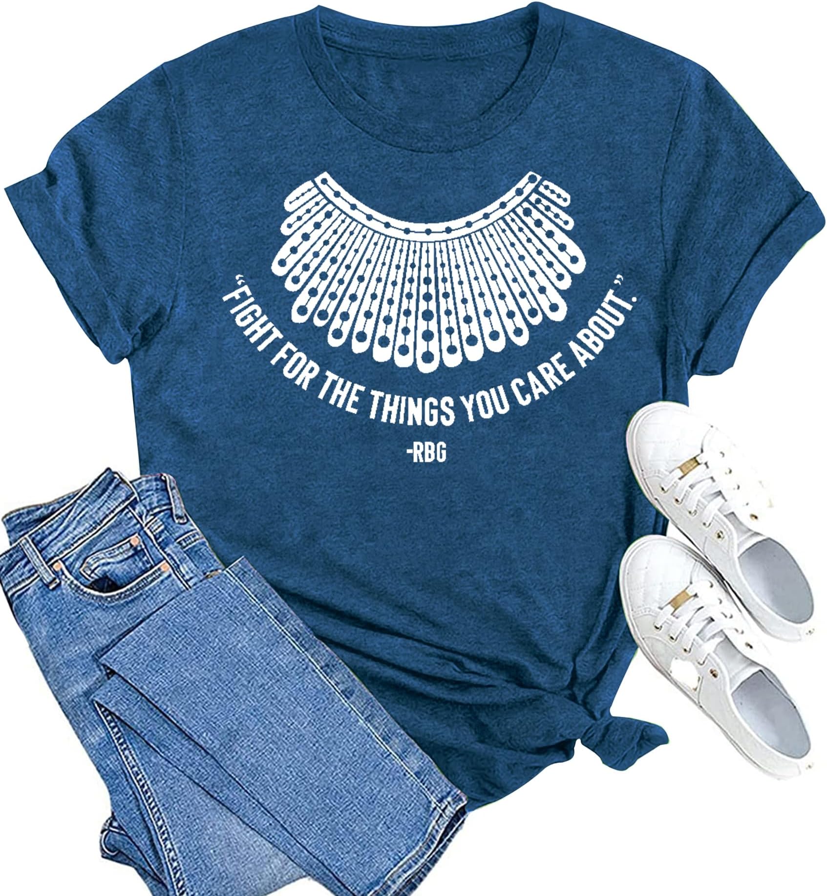MAIHUN RBG Shirt for Women Ruth Bader Ginsburg Tshirt Women Equality Shirts Fight for The Things You Care About Tee Tops 2XL