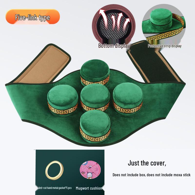 Portable Pure Copper Moxibustion Box with Cloth Cover and Mugwort Pad