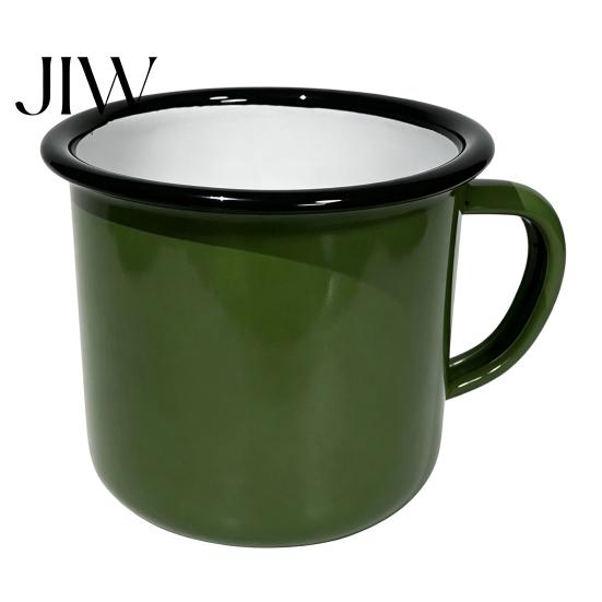 Portable Travel Cup Retro Enamel Coffee Mug, 360ml Vintage Colorful Tea Cup, Camping Enamelware Nostalgic Style Drinkware for Office And Home Use