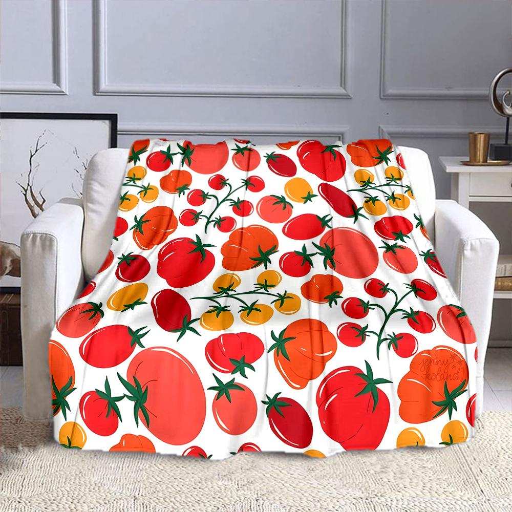 Colorful Tomato Pattern Design Patterned flannel blanket perfect for the bedroom living room, sofa, or a little nap