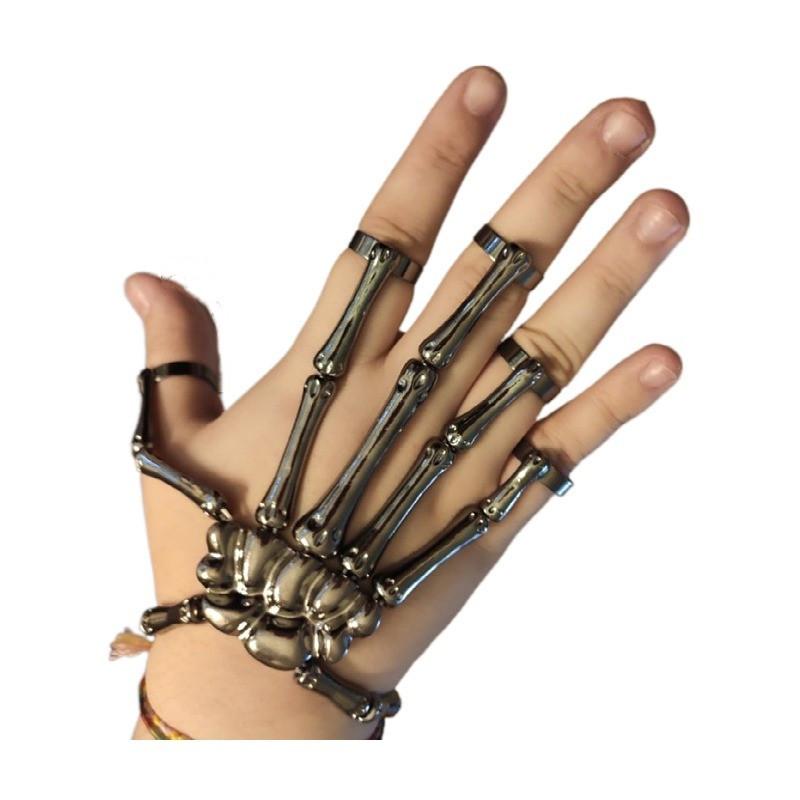 Popular Halloween Bracelet Punk Exaggerated Ghost Hands Skull Bracelet Metal Texture Finger Bracelet Women'S Bracelet