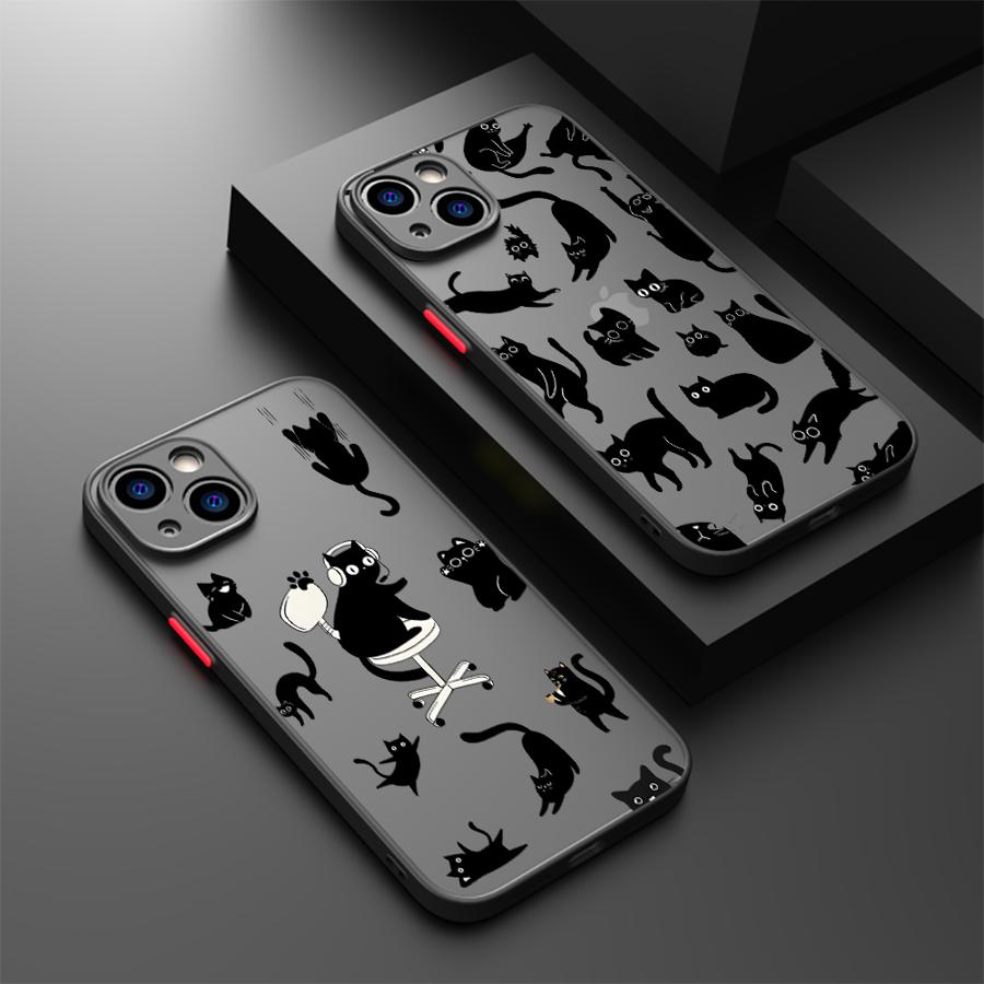 Case for iPhone 17 Pro Max 14 15 13 Mini 7 8 SE Air XS XR 16 Plus 12 11 Funda Back Phone Cover Cute Cartoon Cat