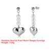 Effie Queen Stainless Steel 18k Gold Heart Style Pearl Drop Earrings Romantic Jewelry for Women Wedding Party Casual Gift STPE01