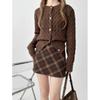 Women's Retro A-Line Plaid Woolen Skirt - Spring/Autumn Short Hip-Hugging Style
