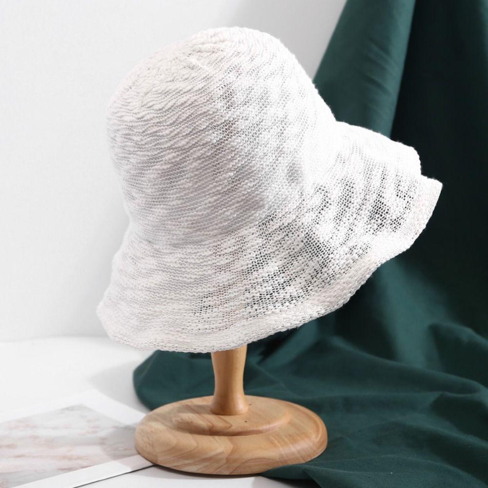Korean Knitted Bucket Hat Thin Basin Cap Casual Fisherman Hat  Summer