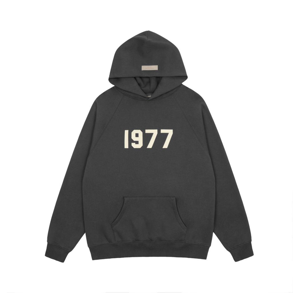 ESSENTIALS 1977 Flockad Huvtröja för Herr & Dam, Stor Storlek Lös Fleecefodrad Casual Jacka.