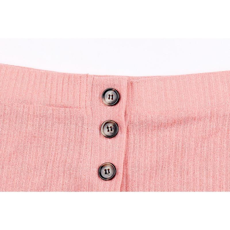 Costum din tricot pentru femei de primăvară și toamnă Top cu mâneci lungi Pantaloni lungi Costum casual subțire cu nasturi