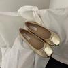 Silver single shoes ballet shoes bow round head women's flats ladyshoes