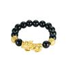 Sand Gold Pixiu Bracelet for Men and Women Chinese Style Black Stone Wine Red Imitation Gold Pixiu Bracelet Beads Jewelry Accessories