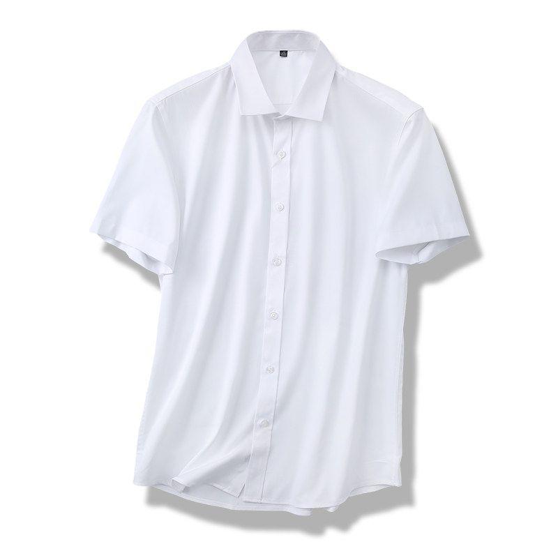 Business Casual Bamboo Fiber Non-Ironing Anti-Wrinkle Shirt Men's Short Sleeve Summer 2024 New Coat Export Stretch Shirt