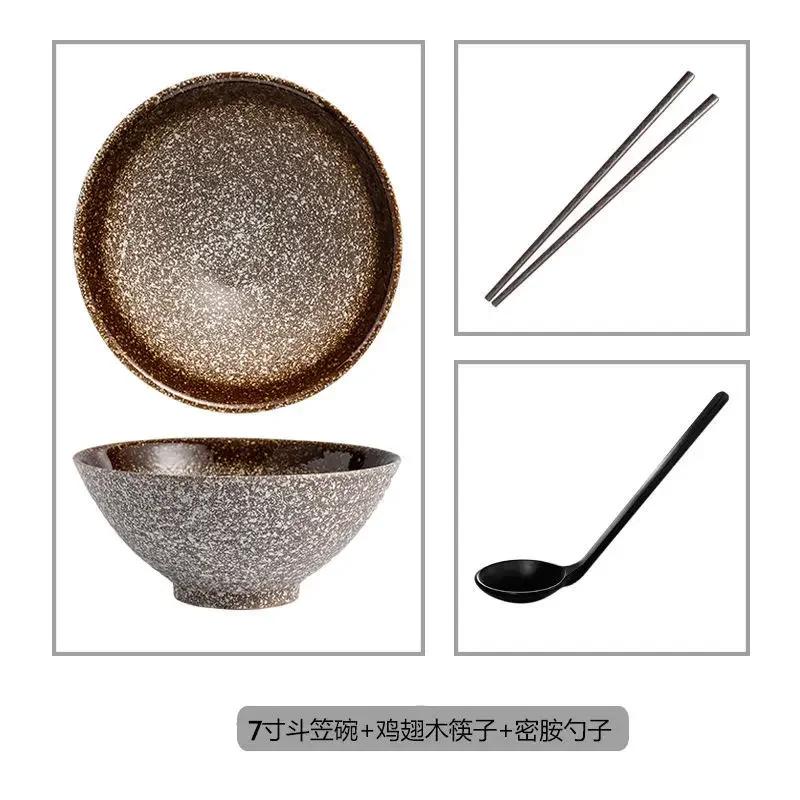 Japanese and Wind Creative Ceramic Bowl Household Instant Noodle Bowl Ramen Hat Bowl Household Commercial Salad