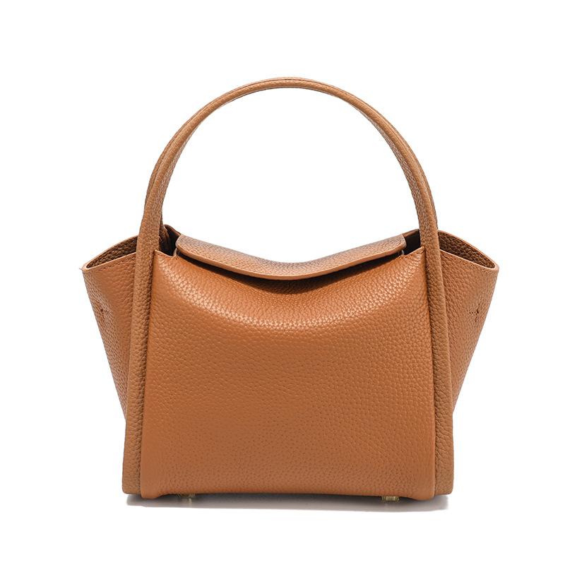 

Top-layer cowhide women s bag 2025 new model genuine leather crossbody bag versatile basket-style handbag with a high-end feel золотий коричневий колір