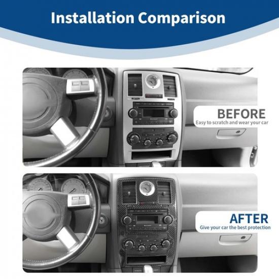 Carbon Fiber Dashboard AC Radio Control Frame Cover Trim For Chrysler 300C 04-09